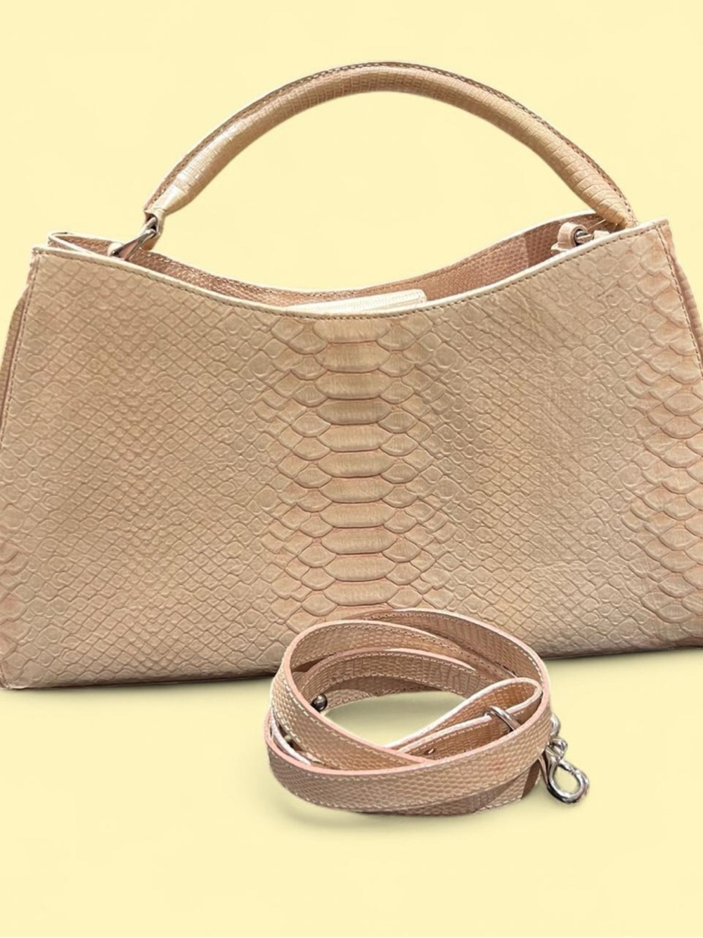 Brahmin Pale Pink Textured Snake-Embossed Top-Handle Crossbody Rare - Picture 7 of 7